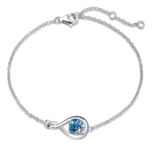 Fancime Pulsera De Plata De Ley 925 Con Zafiro Azul Sinttico