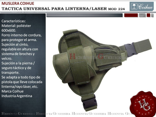 Imagen 2 de 7 de Muslera Coihue Táctica Universal Linterna Láser Verde