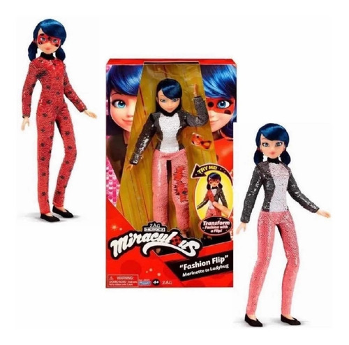 Muñeca Miraculous Marinette A Ladybug Fashion Flip Original 