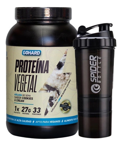 Proteína Vegetal Gohard 33 Servicios Sabores + Shaker 500ml