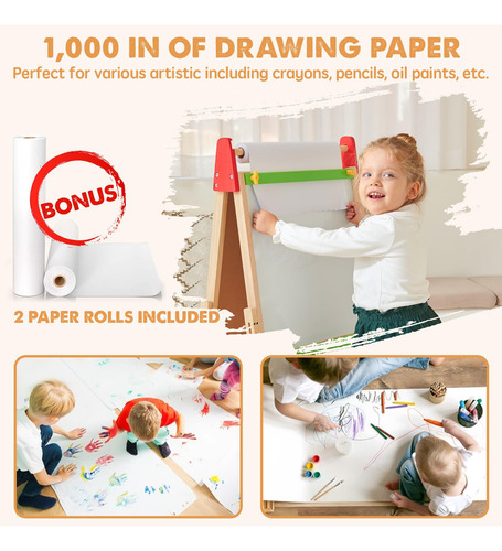 Easel Tiny Land Para Niños Con 2 Rollos De Papel De Dibujo D