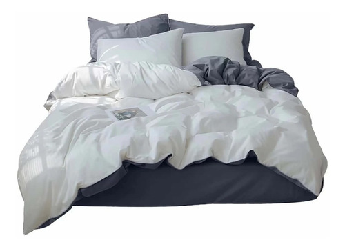 Duvet Bicolor Gris Blanco K My Home Store