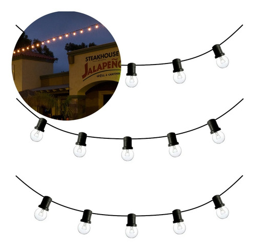 Imagen 6 de 8 de 15 Mt Guirnalda Luces Aptas Exterior Terraza Bar Calidas
