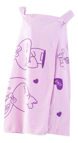 Toalla De Baño Usable Con Patrón De Conejo Falda De Baño Color Lila