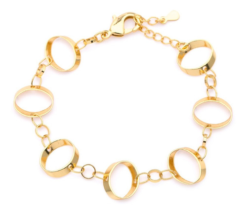 Pulseira Feminina Ogrife J-816 Banhado Ouro 18k Semi Jóia