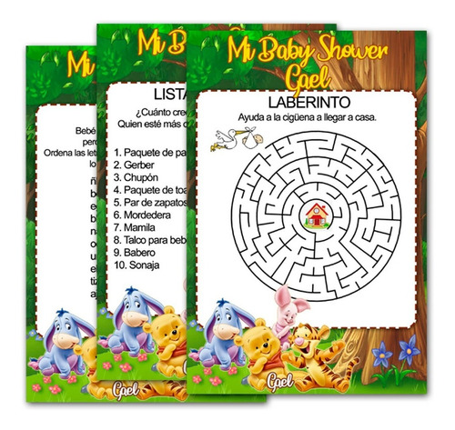 Juegos Baby Shower Winnie Pooh Personalizados Imprimibles M4