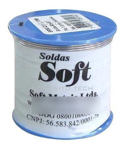 Carretel Rolo Fio Solda 1mm 500g 60x40 Estanho Soft Metais