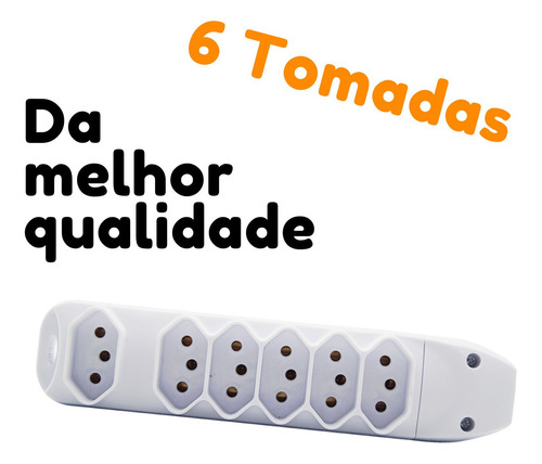 Imagem 5 de 6 de Extensão Elétrica Bivolt Profissional 7 Metros 6 Tomadas
