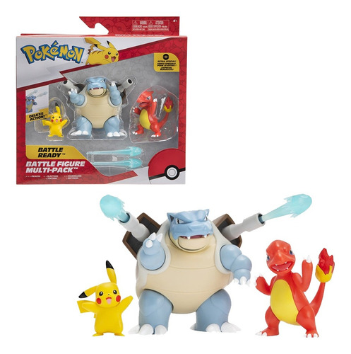 Pack Figuras De Batalla Pikachu, Charmander Y Blastoise