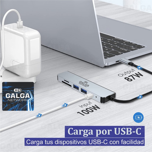 Imagen 6 de 9 de Adaptador Hub Multipuerto 6 En 1 Tipo C Hdmi Mac Pc Android