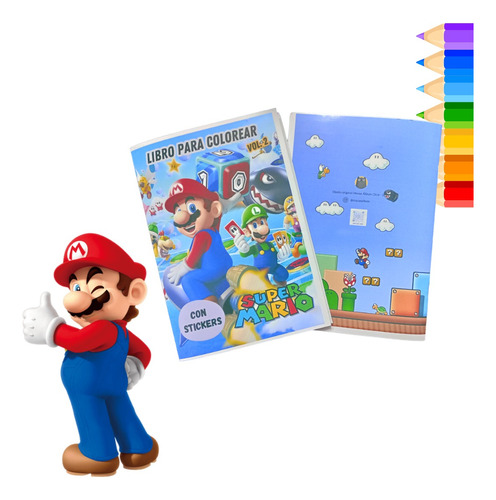 Libro Para Pintar Mario Bros Vol. 2 Con Stickers