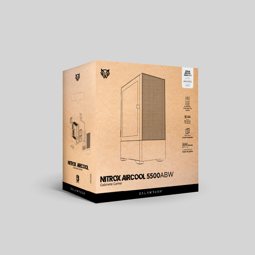 Gabinete Balam Rush Nitrox Aircool 5500cbw 3fan 1/2torre N/b