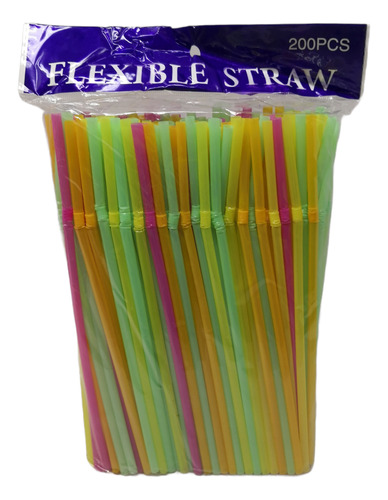 Popotes Flexible Straw Desechables 200 Pack