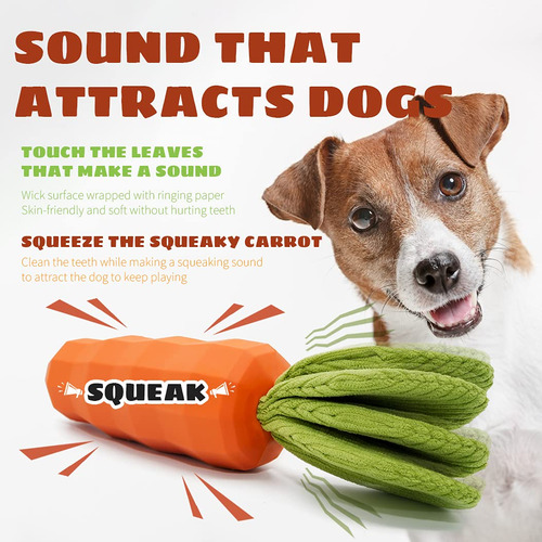 Juguete Masticable Para Perros Cooway Carrot Squeaky De Cauc