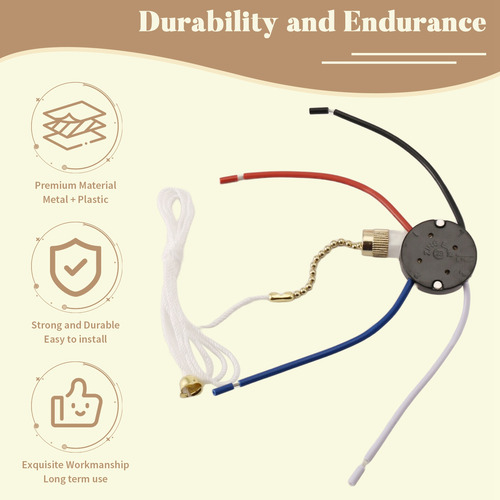 Kit De Ventilador De Techo De 3 Velocidades Y 4 Cables, Vent