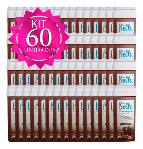 Kit 60un Cera Rollon Depil Bella Negra 100g Depilação