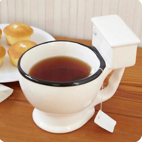 Taza Bowl De Cerámica En Forma De Wc Inodoro Color Blanco
