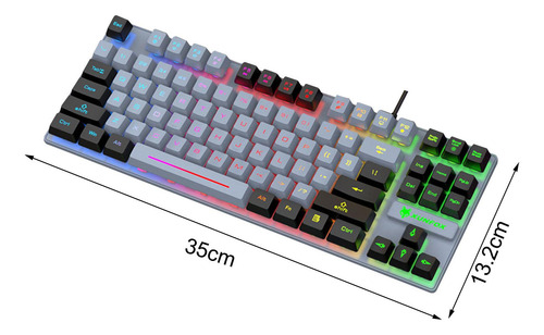 Teclado Para Juegos Por Cable De 87 Teclas Con