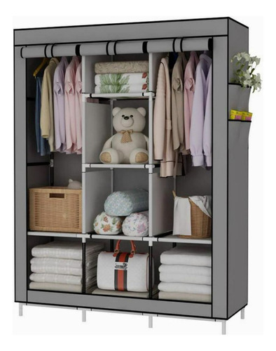 Guarda Roupa Dobravel Retratil Cinza Organizador De Roupas