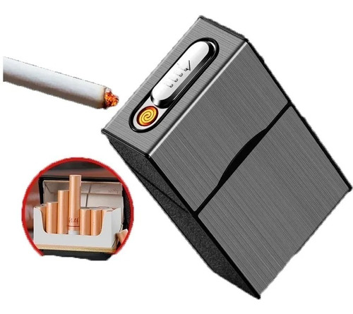 Cigarrera Automática Con Encendedor Recargable 20 Cigarros