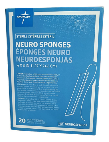 Esponja Neuroquirurgica 1/2 X 3 In (1.27 X 7.62 Cm)