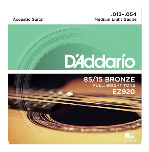 Cuerdas D'addario Ez920 Para Guitarra Acústica 12/54 Dadario