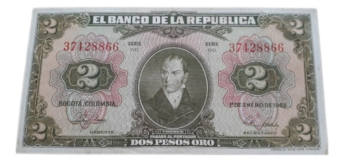 Colombia 2 Pesos Oro 1 De Enero 1955