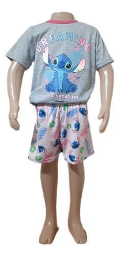 Pijama Brilla En Oscuridad Stitch Barbie Merlina Verano Niña