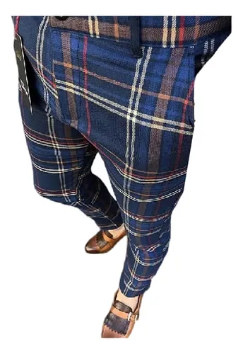 Pantalones cuadros hombre slim fit hotsell