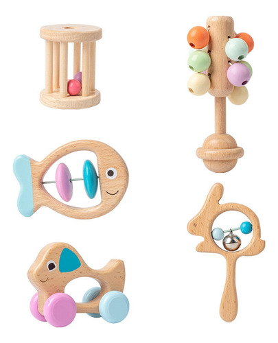 5x Madera Barbell Regalos Cognición Montessori