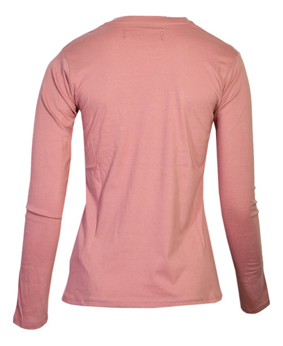 Remera Topper Básica Algodón Ml Mujer Rosa