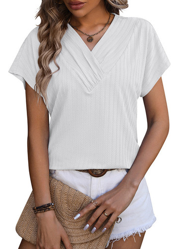 Camiseta Manga Corta Top De Jacquard Con Cadena Para Mujer