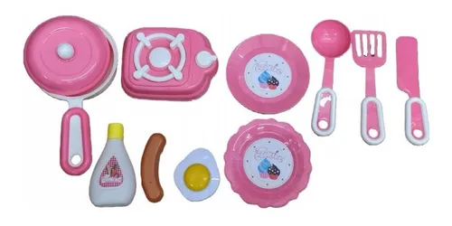 Set Kit Cocina Cocinita Juguete Utensilios Con Fogón