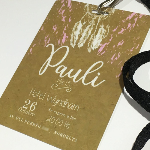 Invitación Vip Simil Pvc 15 Años Pase X50 Cordon C/herraje