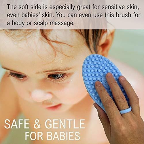 Cepillo Exfoliante Facial Y Corporal De Silicona Azul Claro