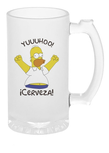 Tarro Cervecero Homero Simpson Yuuhoo 16oz=473ml Satinado