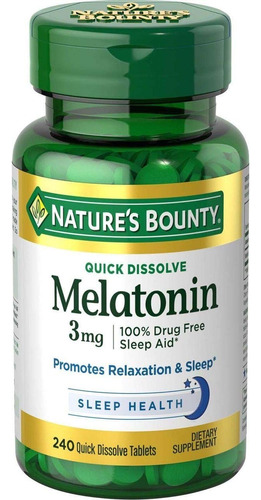 Melatonina Ayuda A Dormir Nature's Bounty 3mg 240 Tabletas