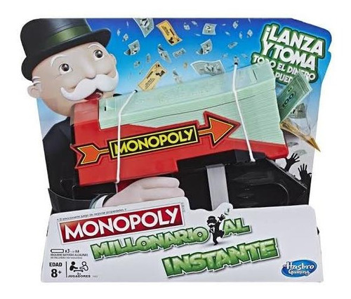 Imagen 1 de 3 de Monopoly Millonario Al Instante Lanza Billetes Hasbro 