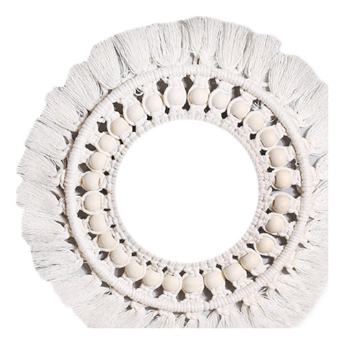 Espejo De Pared Colgante Con Flecos De Macramé, Espejo