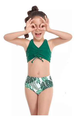 Bikini De Cintura Alta Patrón Traje Baño Damas Niñas Z