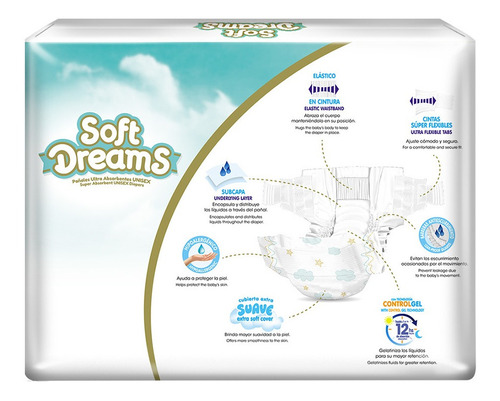 Pañales Etapa 6 Control Gel Talla Xxg 52 Piezas Soft Dreams