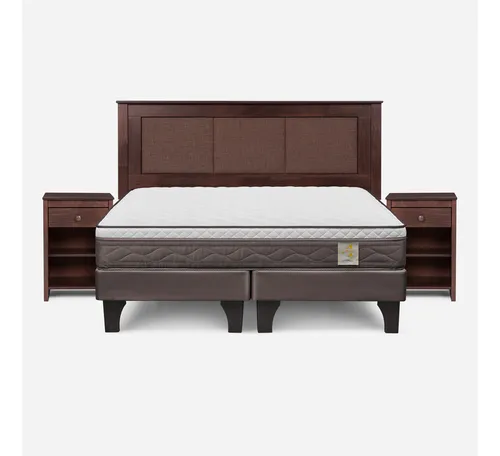 Cama Europea Rosen New Style 4 Plus King +respaldo Y Velador