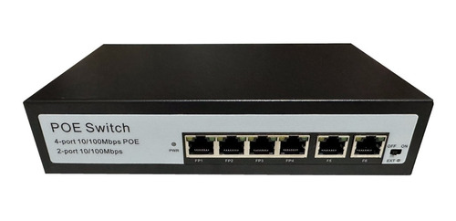 Switch Poe 4 Puertos 48v A 52v + 2 Ethernet 10/100 Mbps Jwk