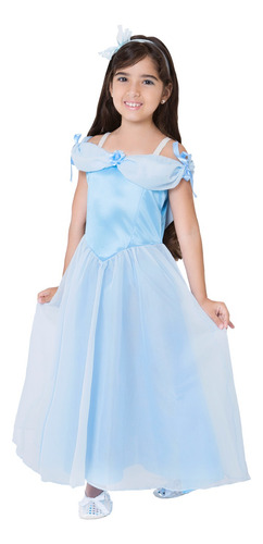 Disfraz Princesa Celeste Infantil Niña Vestido Fiesta Nena