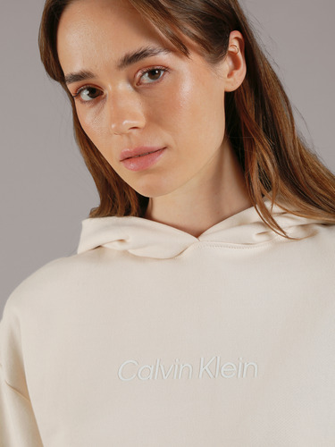 Poleron Con Gorro Hero Logo Beige Calvin Klein