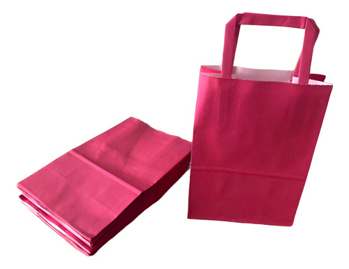 Bolsa Papel C/ Manija Fucsia 14x20 Cm Fanpack 12 U Fucsia