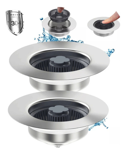 Filtro De Desagüe Con Tapón De Fregadero De Acero Inoxidable