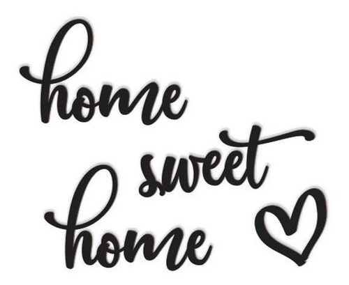 Home Sweet Home 50x40cm Lettering Mdf Aplique De Parede