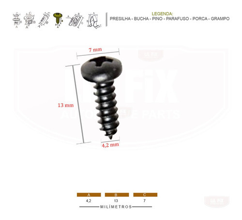 20 Parafusos 4,2mm Forro Forração Porta Renault Clio 98a16