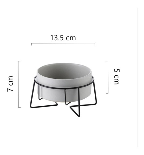 Comedero Bebedero Ceramico Base Hierro Gato Perro Gris S